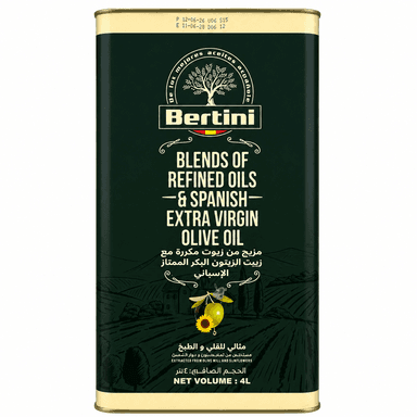 روغن ترکیبی تصفیه‌شده و زیتون اکسترا ورجین اسپانیایی برتینی ۴ لیتری | Bertini Blend of Refined Oils & Spanish Extra Virgin Olive Oil 4L