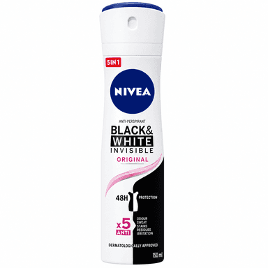 اسپری ضد تعریق بلک اند وایت اورجینال Black & White Original مدل Black & White Invisible Original حجم 150 میلی‌لیتر